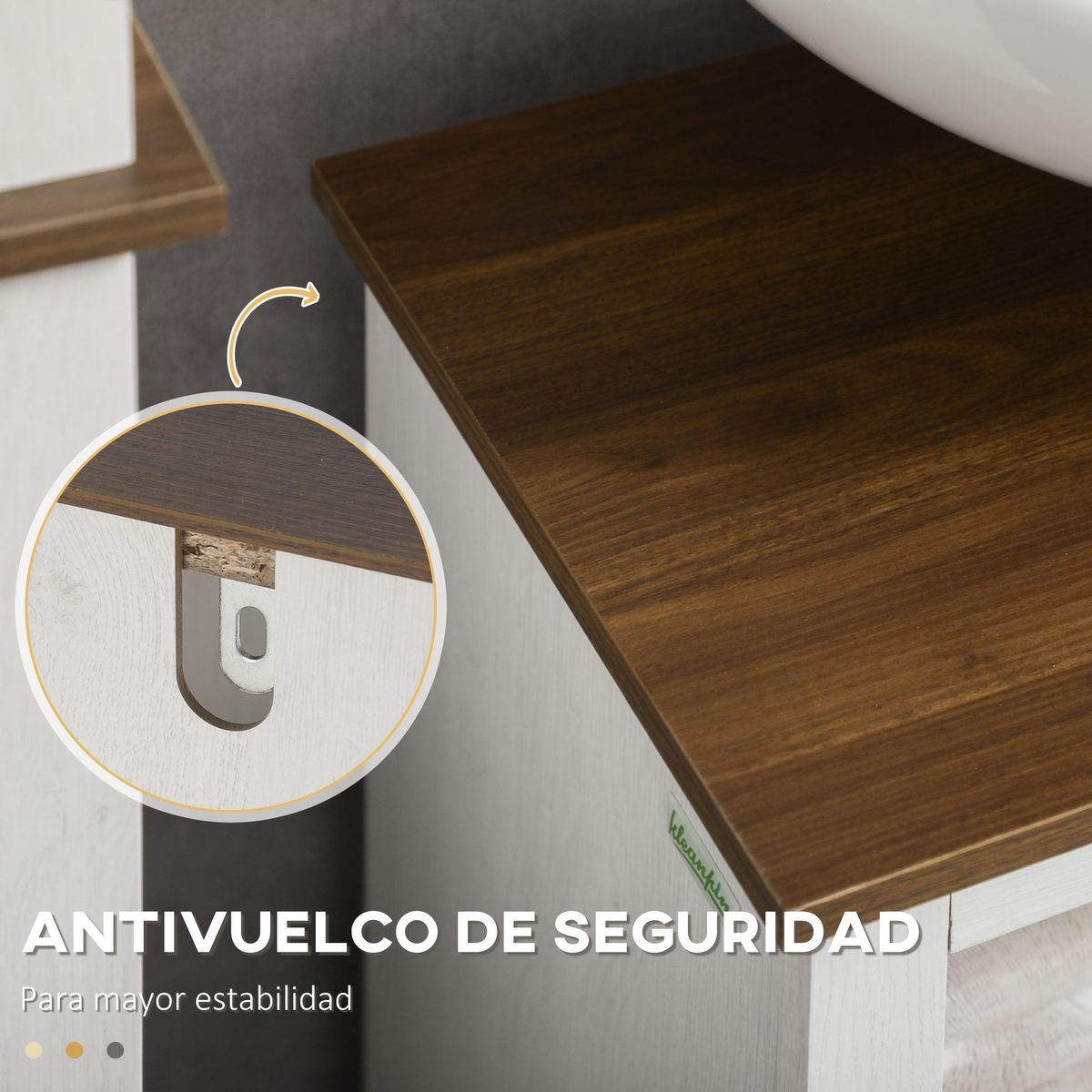 Mueble de lavabo Well Kleankin con armario blanco 60x60x30 cm