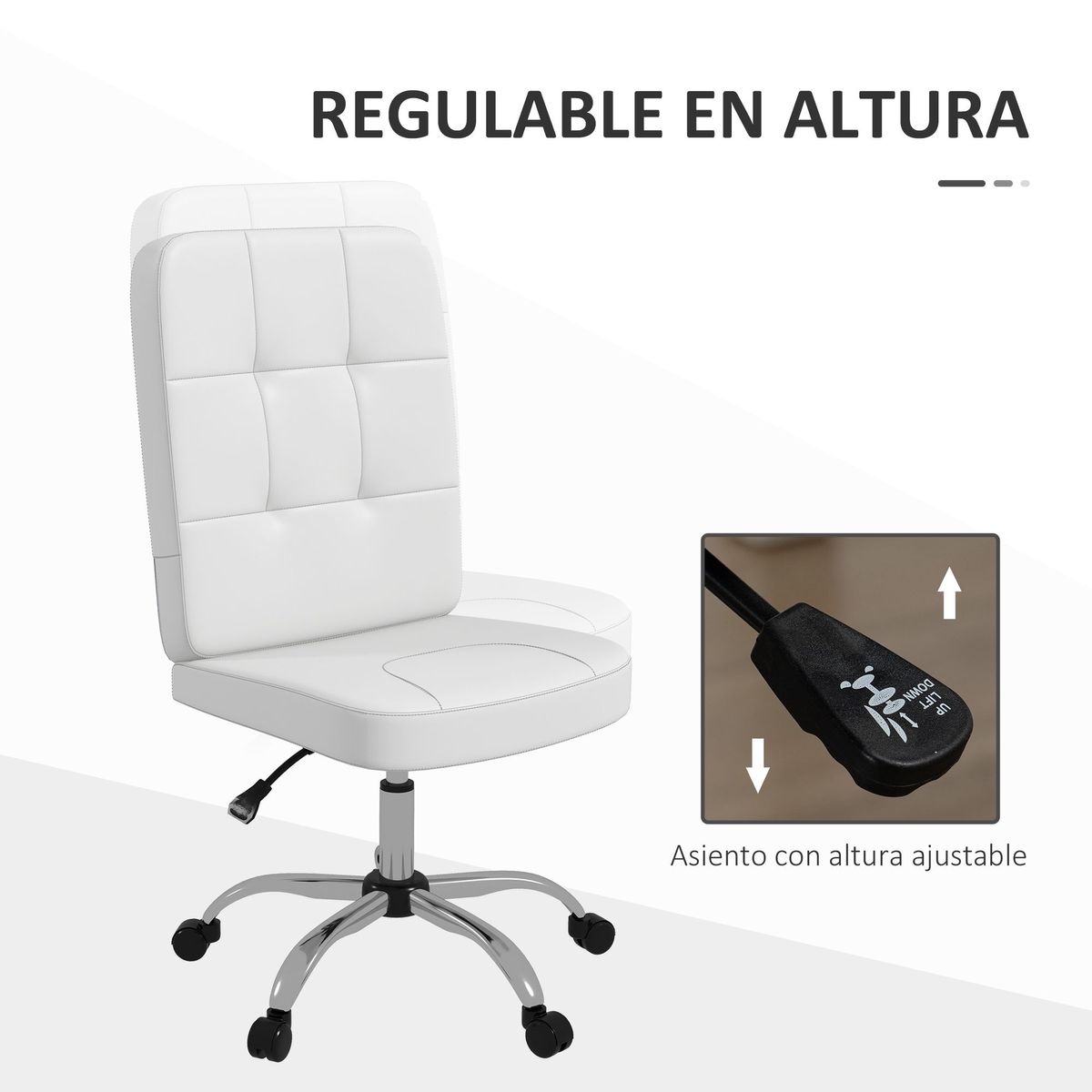 Silla de oficina Kosse Vinsetto altura ajustable blanco 90-100x45x59 cm