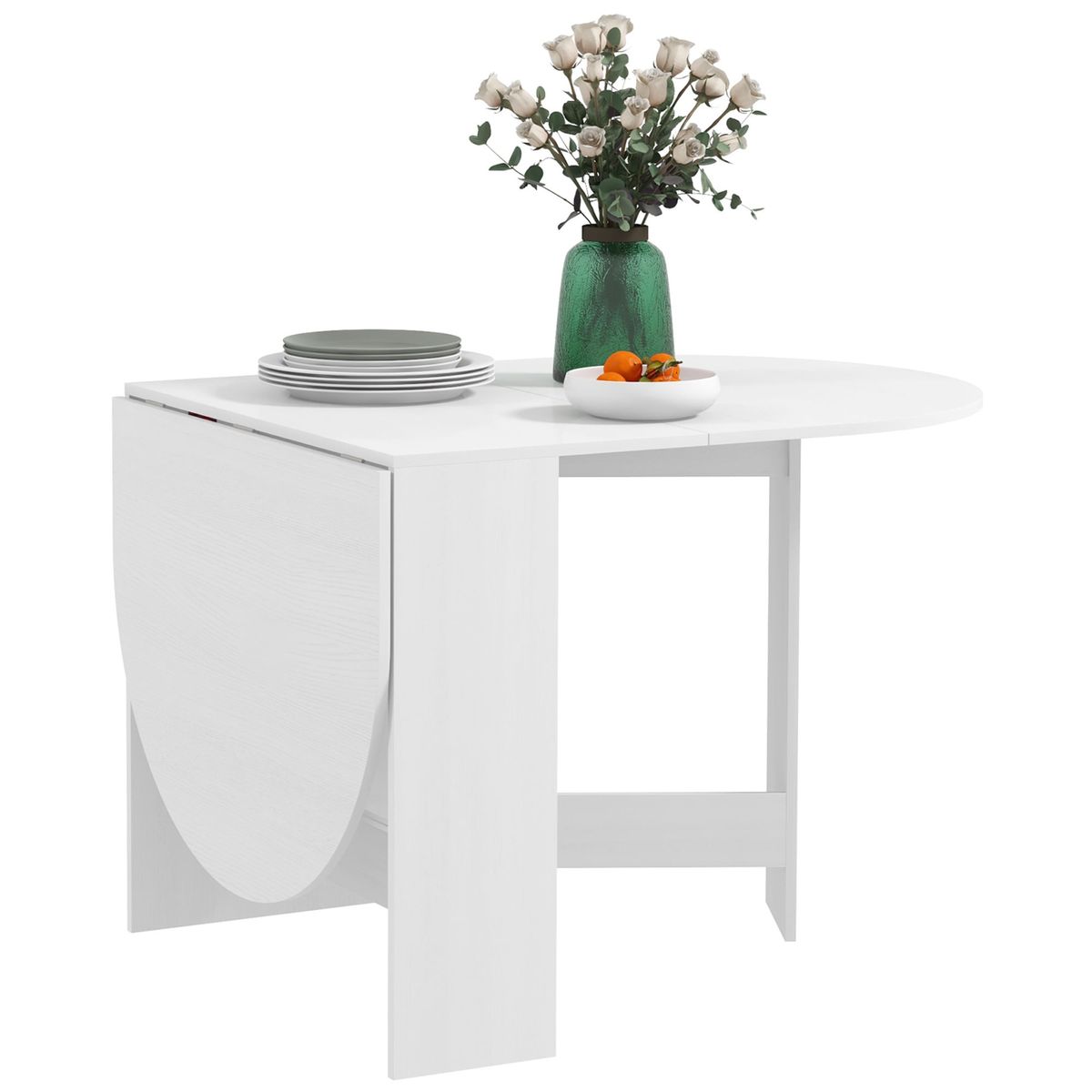 Mesa plegable Fhujio Homcom alas abatibles blanco 75x163x80 cm