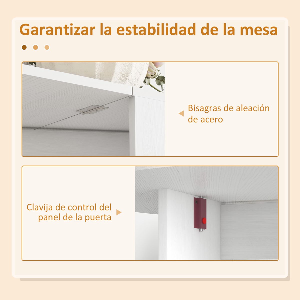 Mesa plegable Fhujio Homcom alas abatibles blanco 75x163x80 cm