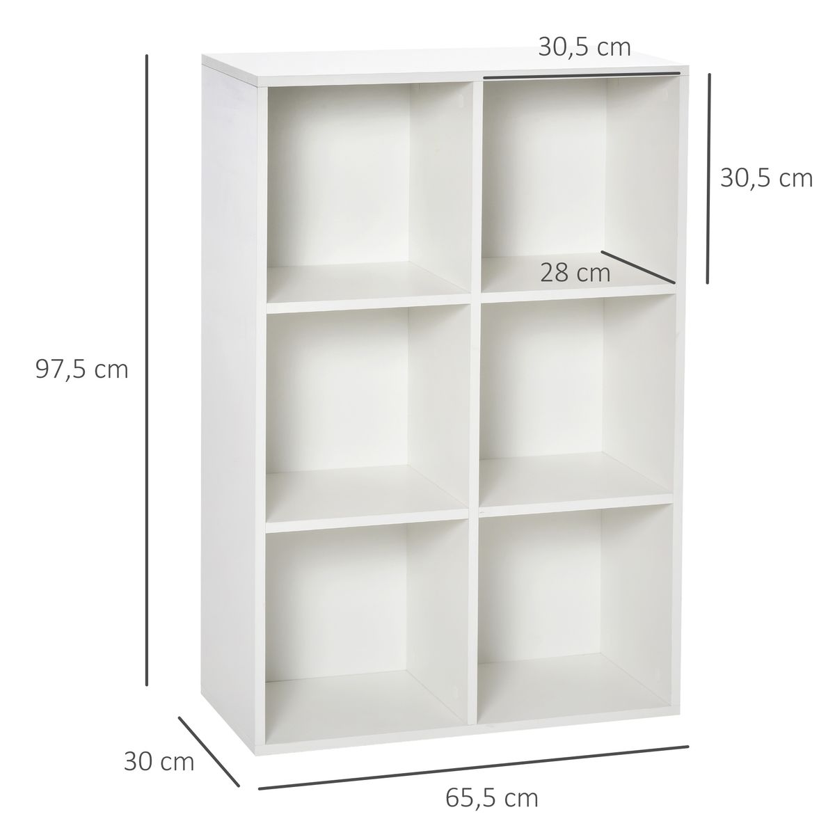 Estantería Haarby Homcom 3 niveles roble 97,5x65,5x30 cm