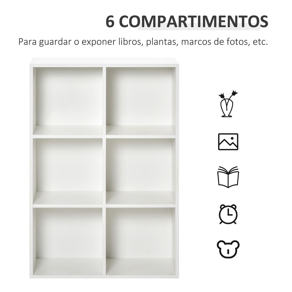 Estantería Haarby Homcom 3 niveles roble 97,5x65,5x30 cm