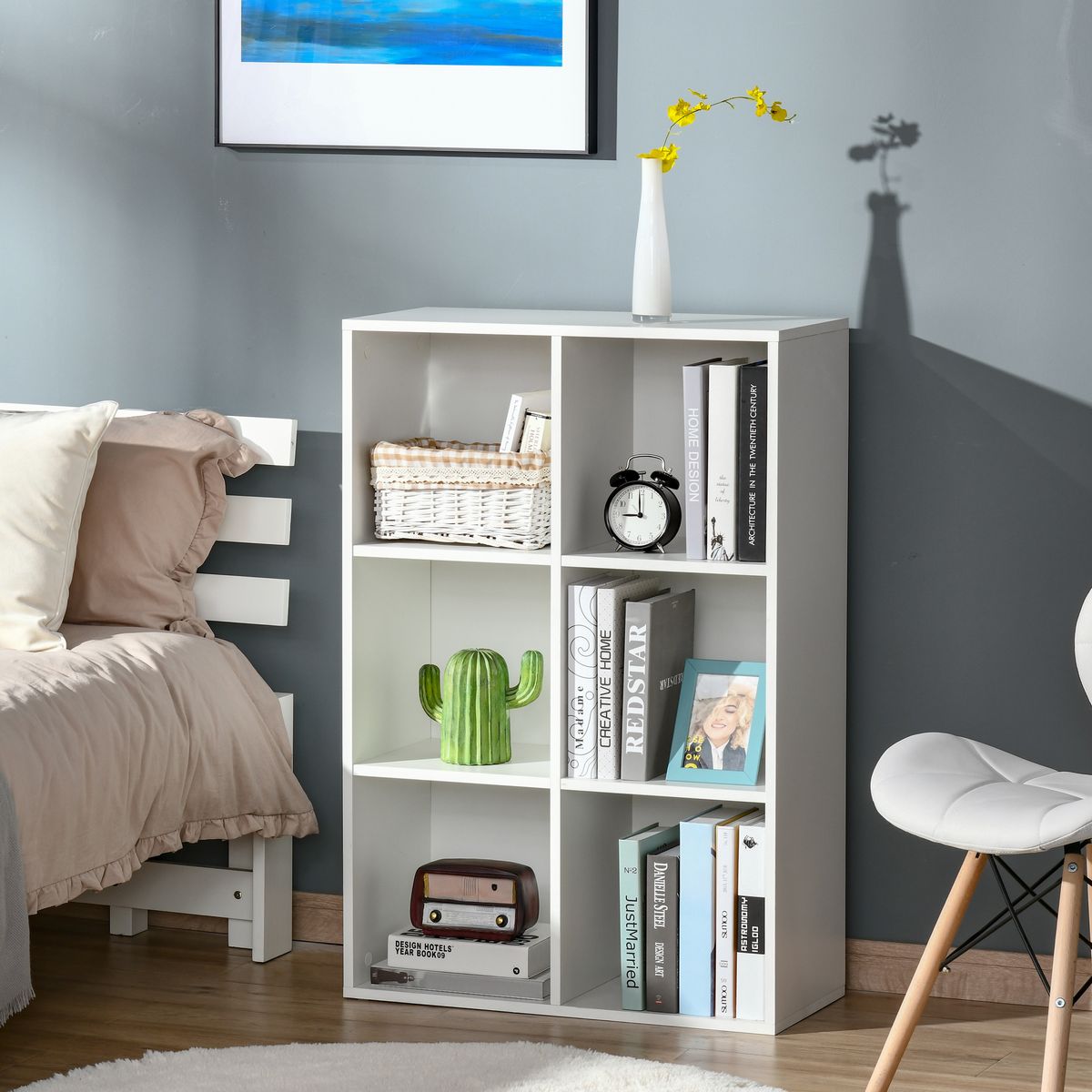 Estantería Haarby Homcom 3 niveles roble 97,5x65,5x30 cm