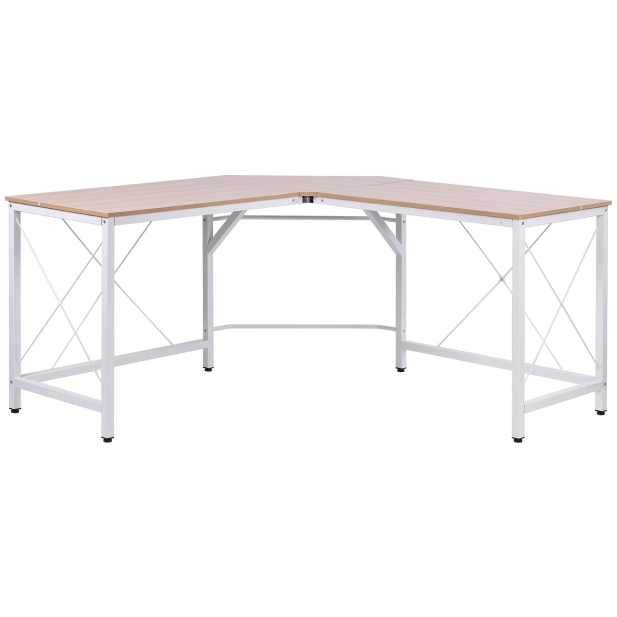 Escritorio Tamu Homcom esquinero blanco/roble 76x150x150 cm