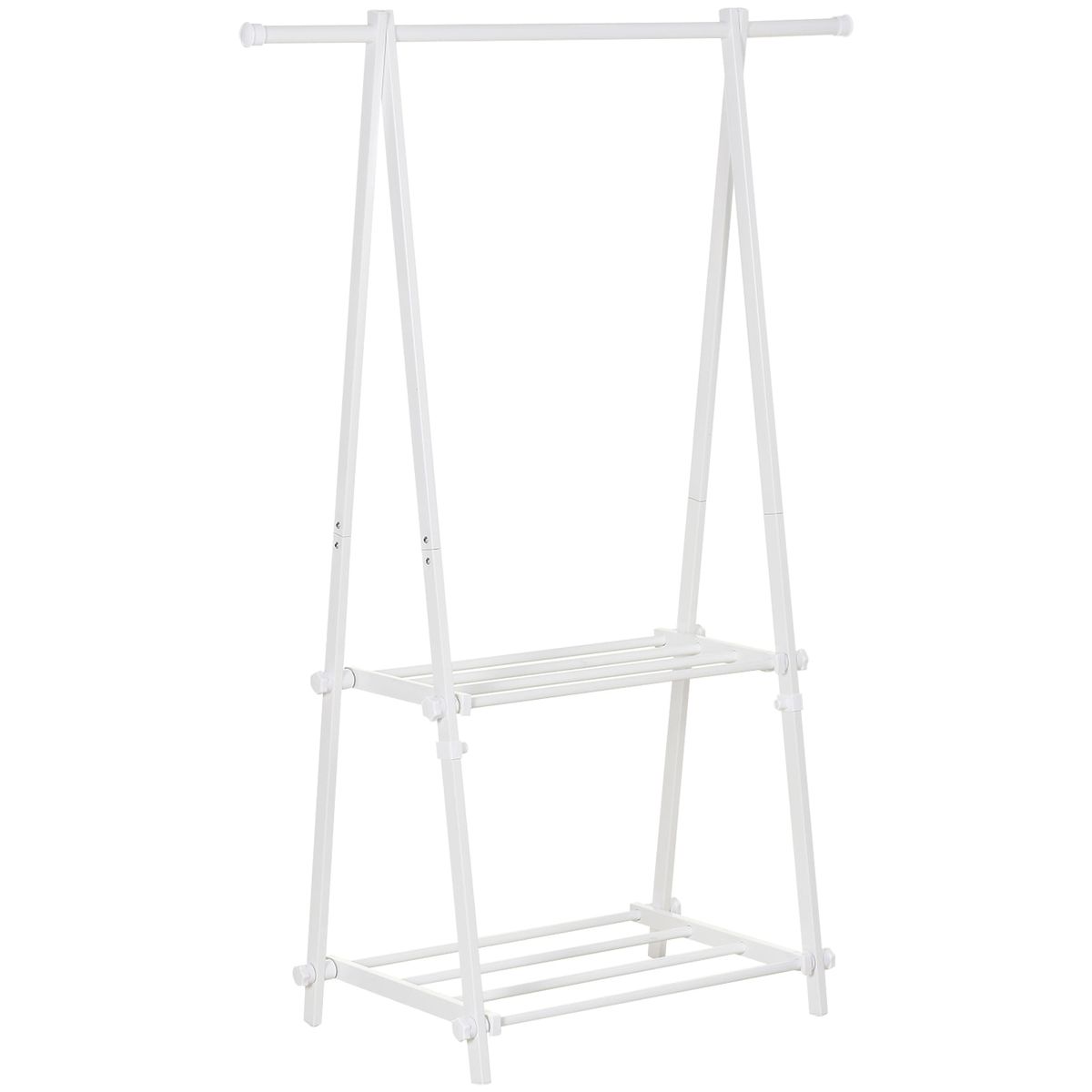 Perchero de pie Balik Homcom 2 estantes + barra blanco 150x107,5x45 cm