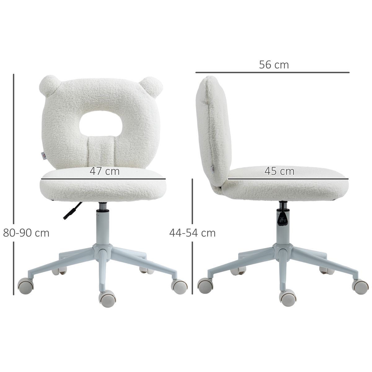 Silla de escritorio Osso Homcom altura regulable blanco 80-90x50x56 cm