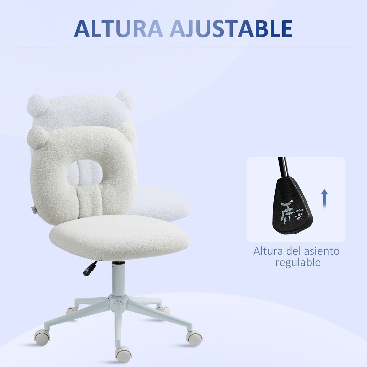 Silla de escritorio Osso Homcom altura regulable blanco 80-90x50x56 cm
