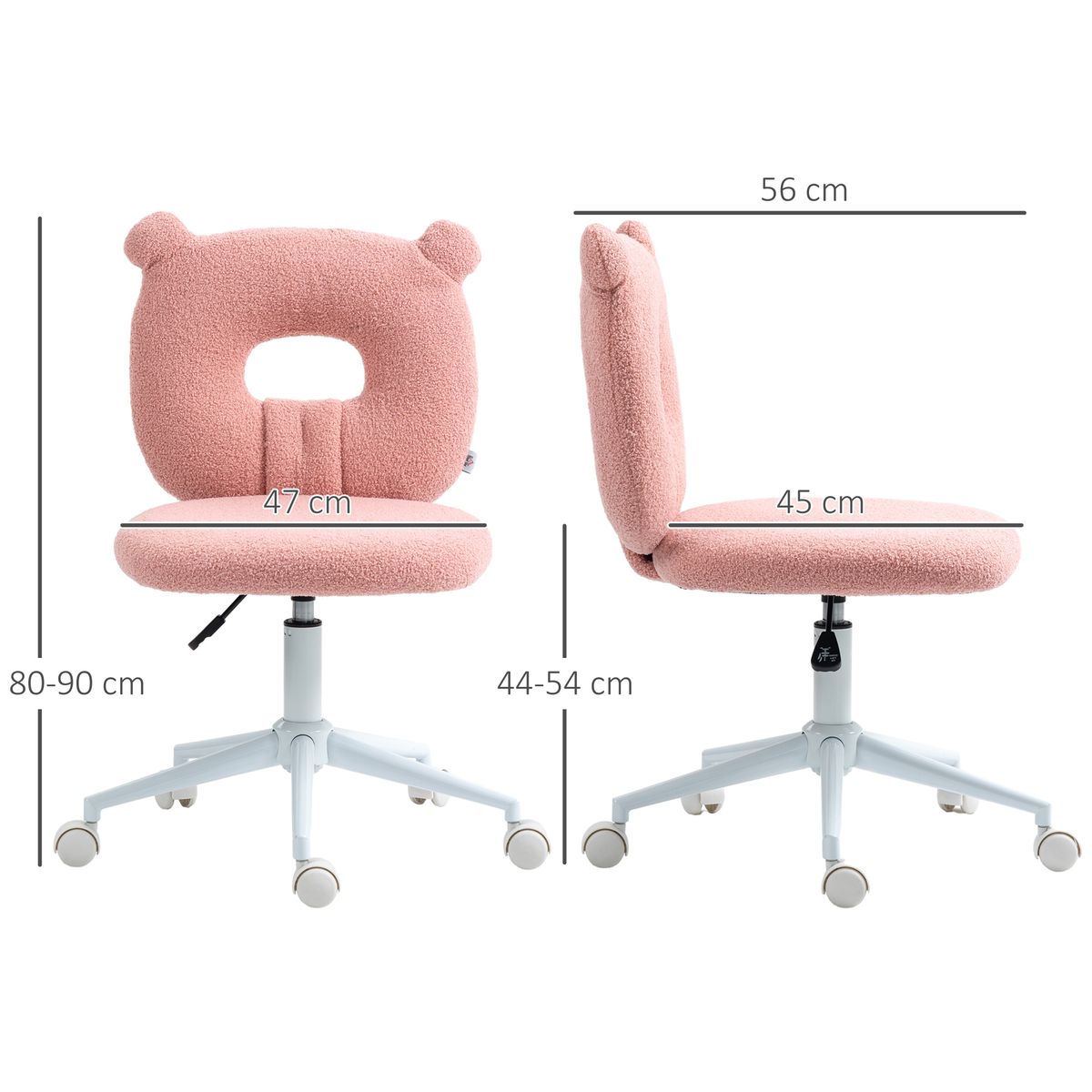 Silla de escritorio Osso Homcom altura regulable rosa 80-90x50x56 cm
