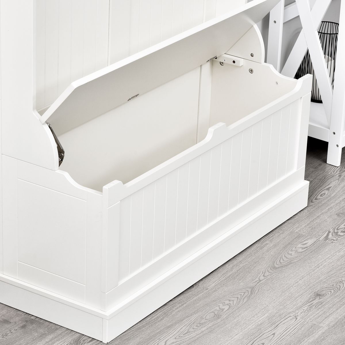 Perchero recibidor Tooly Homcom 5 ganchos + banco blanco 179,7x96x34 cm