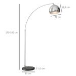 Lámpara de pie Modde Homcom 40W poste ajustable negro/plata 170-180x110-115x30 cm