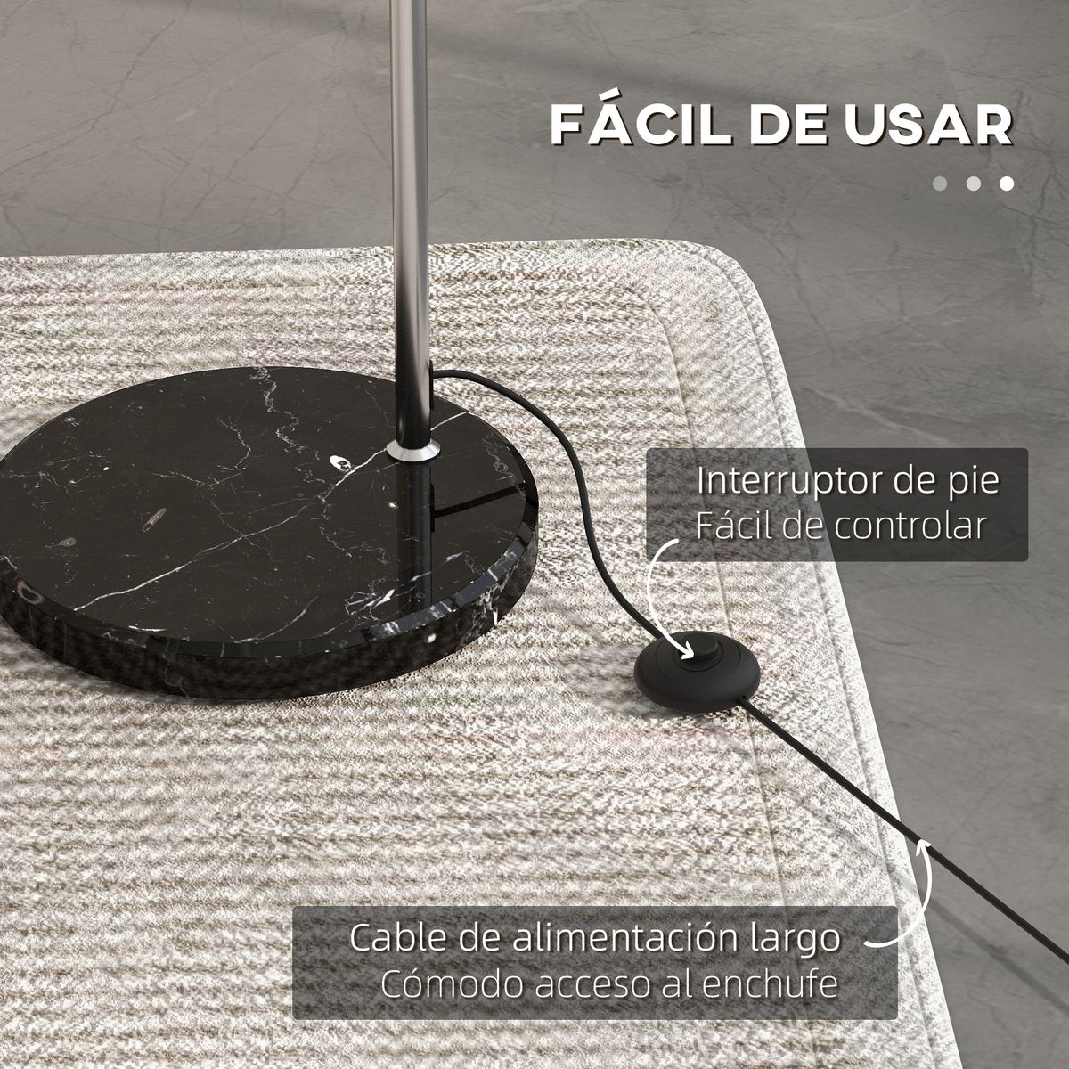 Lámpara de pie Modde Homcom 40W poste ajustable negro/plata 170-180x110-115x30 cm