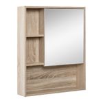 Armario con espejo Mares Kleankin 3 estantes abiertos roble 76x60x15 cm
