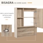 Armario con espejo Mares Kleankin 3 estantes abiertos roble 76x60x15 cm