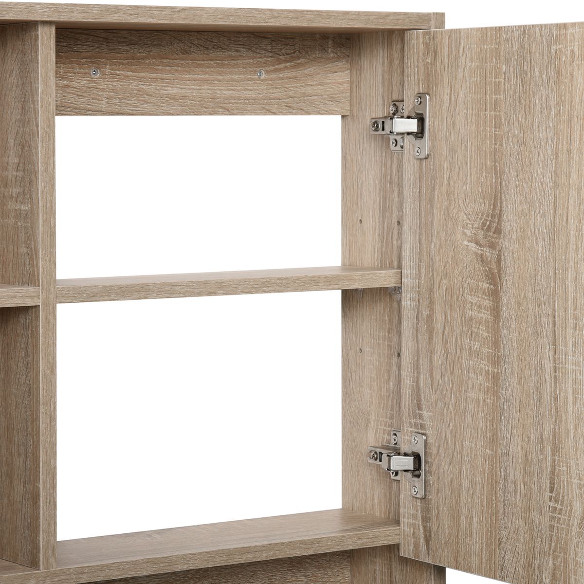 Armario con espejo Mares Kleankin 3 estantes abiertos roble 76x60x15 cm