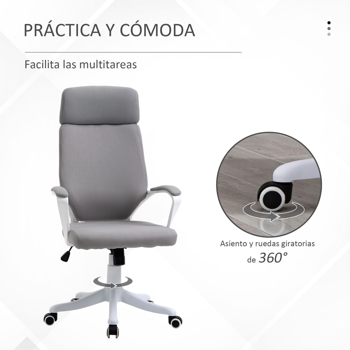 Silla de oficina Nice Vinsetto altura ajustable gris 112-120x63x65 cm