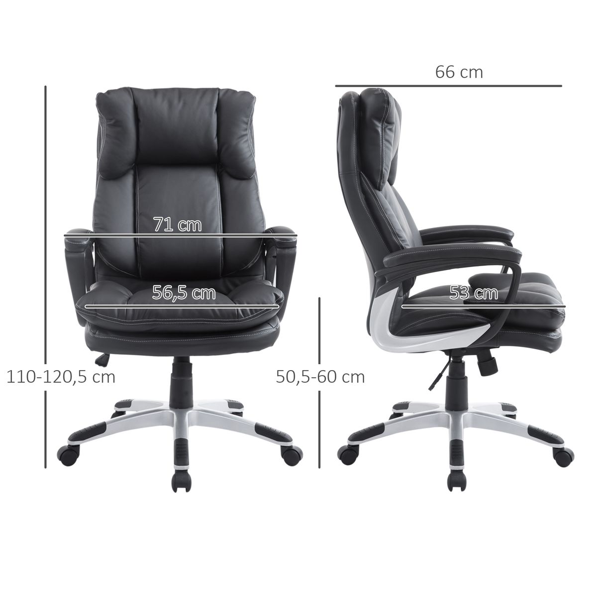 Silla de oficina Beheel Homcom altura ajustable negro 110-120,5x66x71 cm