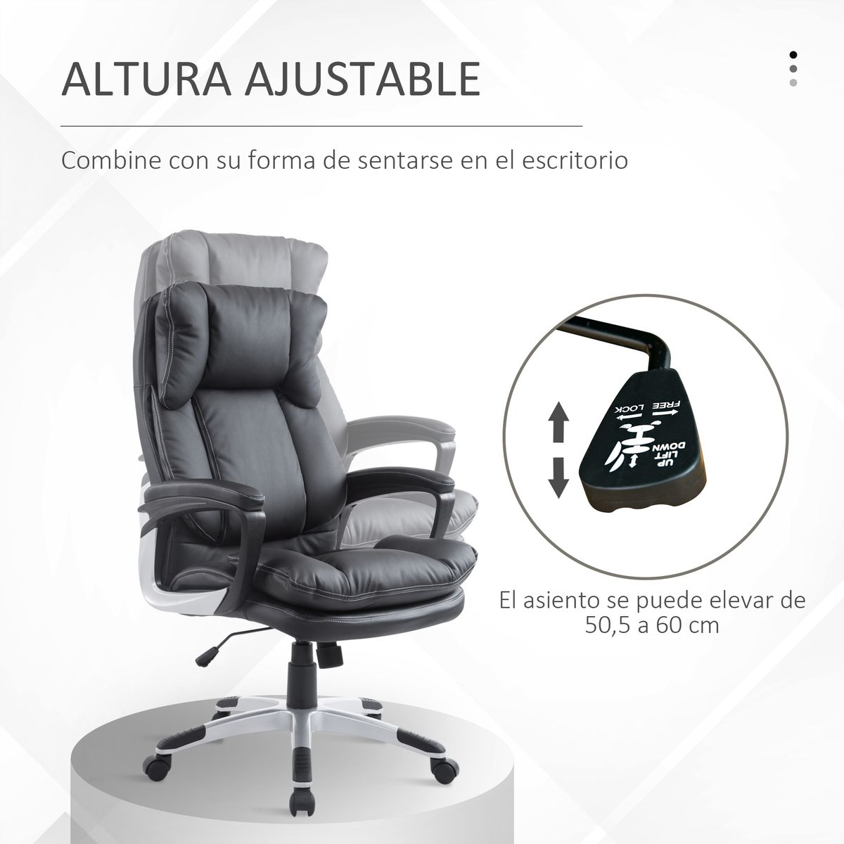 Silla de oficina Beheel Homcom altura ajustable negro 110-120,5x66x71 cm