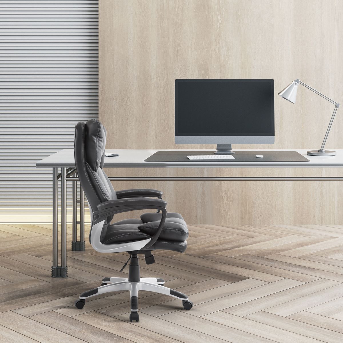 Silla de oficina Beheel Homcom altura ajustable negro 110-120,5x66x71 cm