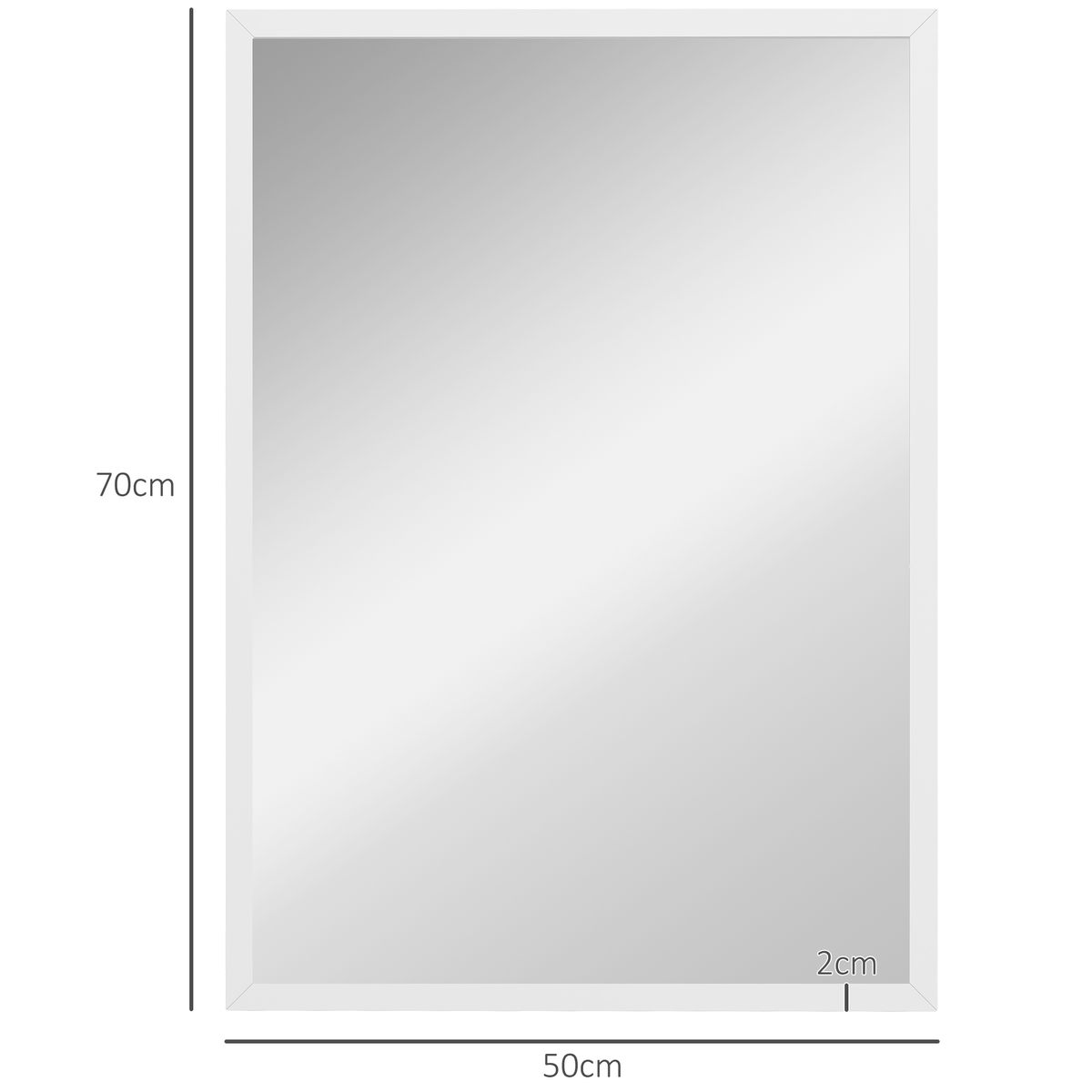 Espejo de pared Selva Homcom con marco Slim blanco 70x50 cm medidas