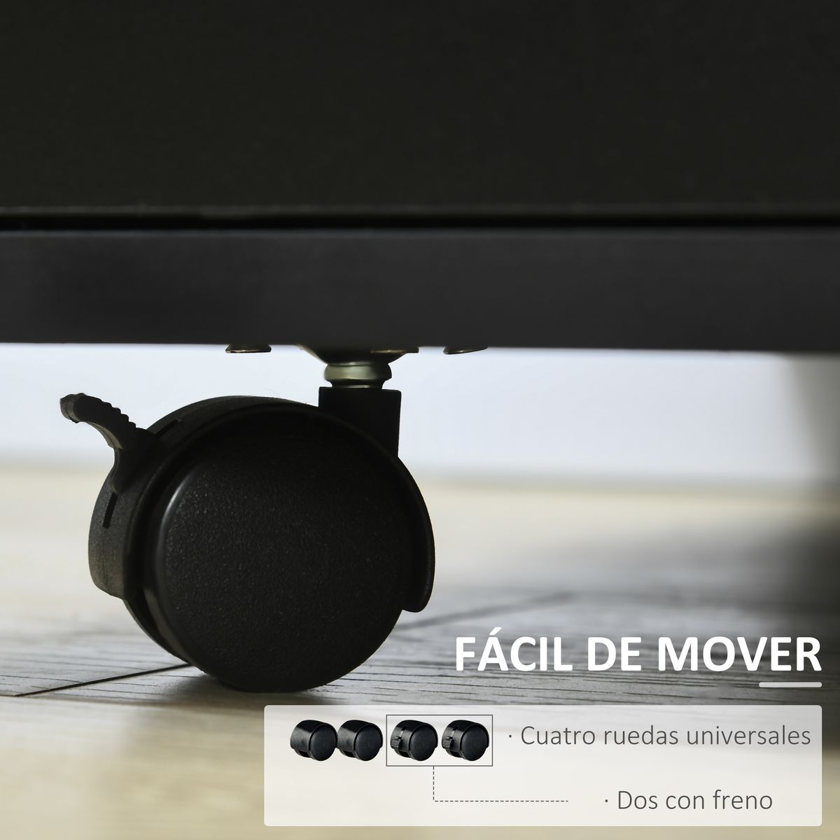 Mueble auxiliar Hanna Homcom 3 estantes + armario negro 35,5x60x50 cm