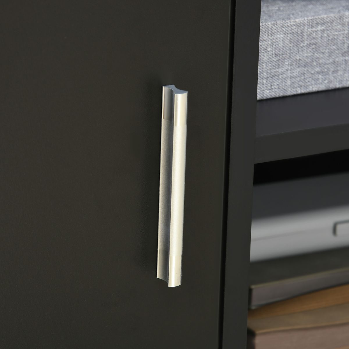 Mueble auxiliar Hanna Homcom 3 estantes + armario negro 35,5x60x50 cm
