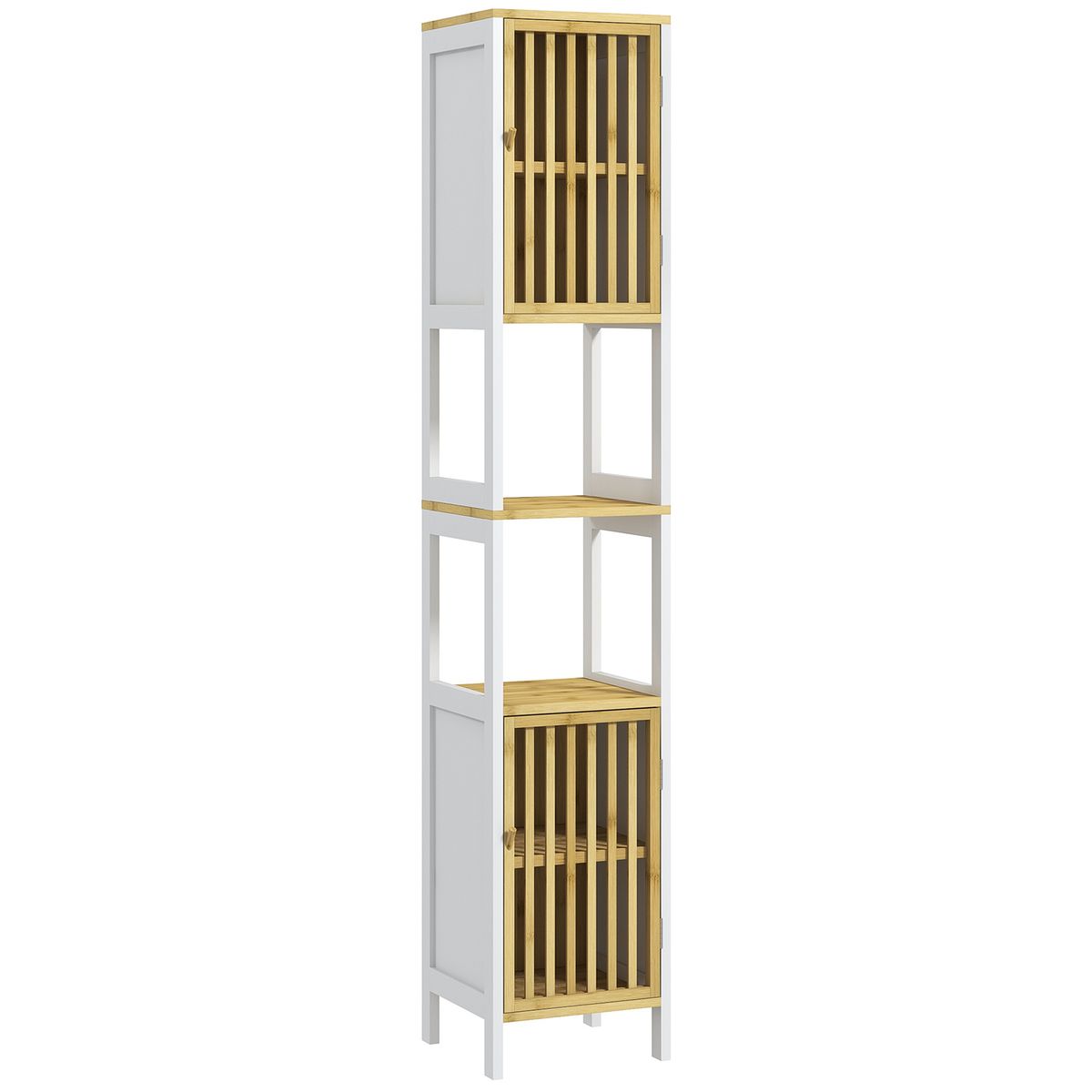 Armario auxiliar Trevel Homcom 2 puertas + 2 compartimentos natural/blanco 172x32x30 cm