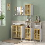 Armario auxiliar Trevel Homcom 2 puertas + 2 compartimentos natural/blanco 172x32x30 cm