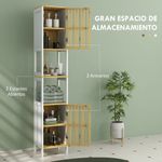 Armario auxiliar Trevel Homcom 2 puertas + 2 compartimentos natural/blanco 172x32x30 cm