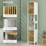 Armario auxiliar Trevel Homcom 2 puertas + 2 compartimentos natural/blanco 172x32x30 cm
