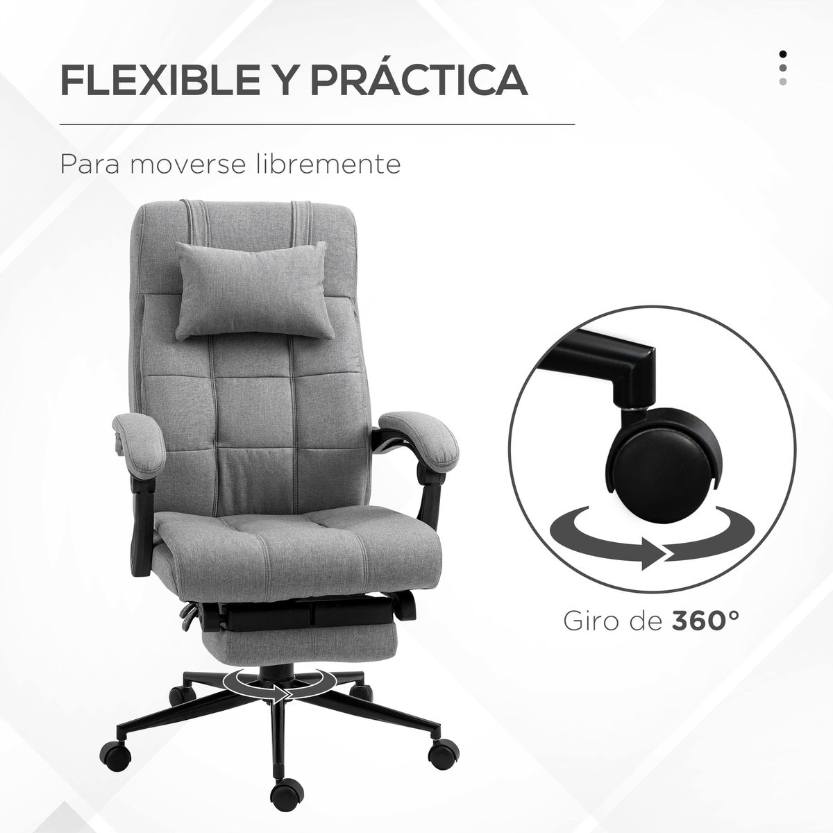Silla de oficina Wono Vinsetto altura ajustable con reposapiés gris 112-120x66x76 cm