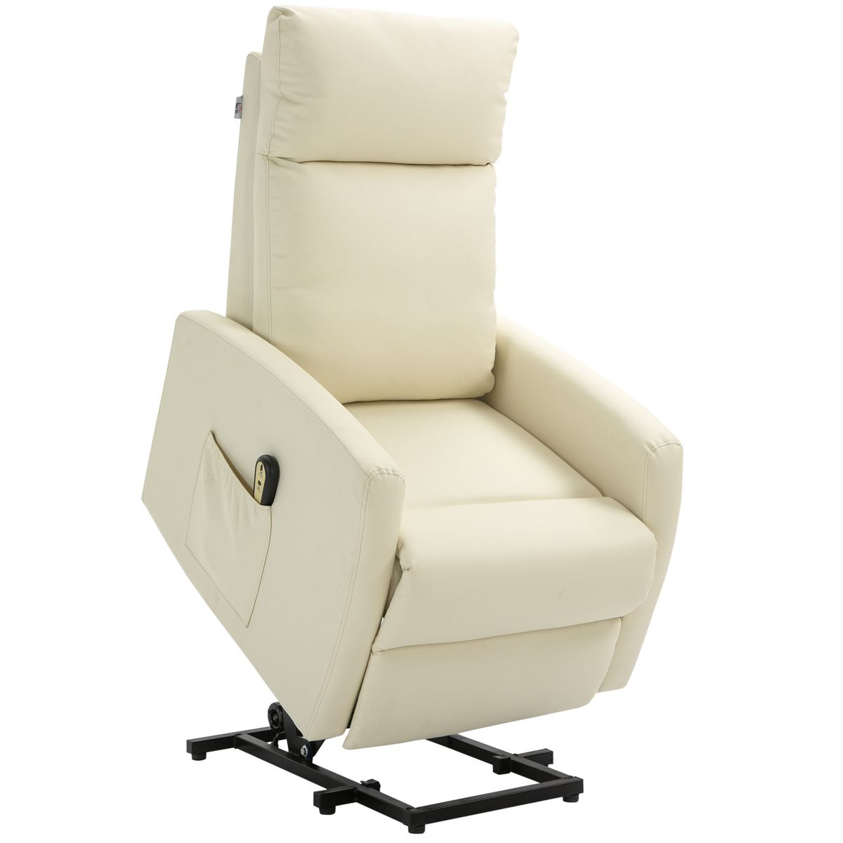 Sillón Glow Homcom elevable respaldo reclinable crema 105x67x95 cm