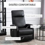 Sillón Glow Homcom elevable respaldo reclinable negro 105x67x95 cm