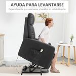 Sillón Glow Homcom elevable respaldo reclinable negro 105x67x95 cm