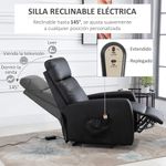 Sillón Glow Homcom elevable respaldo reclinable negro 105x67x95 cm