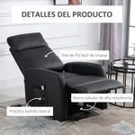 Sillón Glow Homcom elevable respaldo reclinable negro 105x67x95 cm