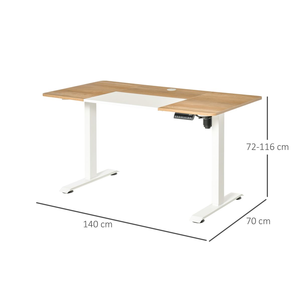 Escritorio eléctrico Khit Vinsetto altura regulable blanco/natural 72-116x140x70 cm