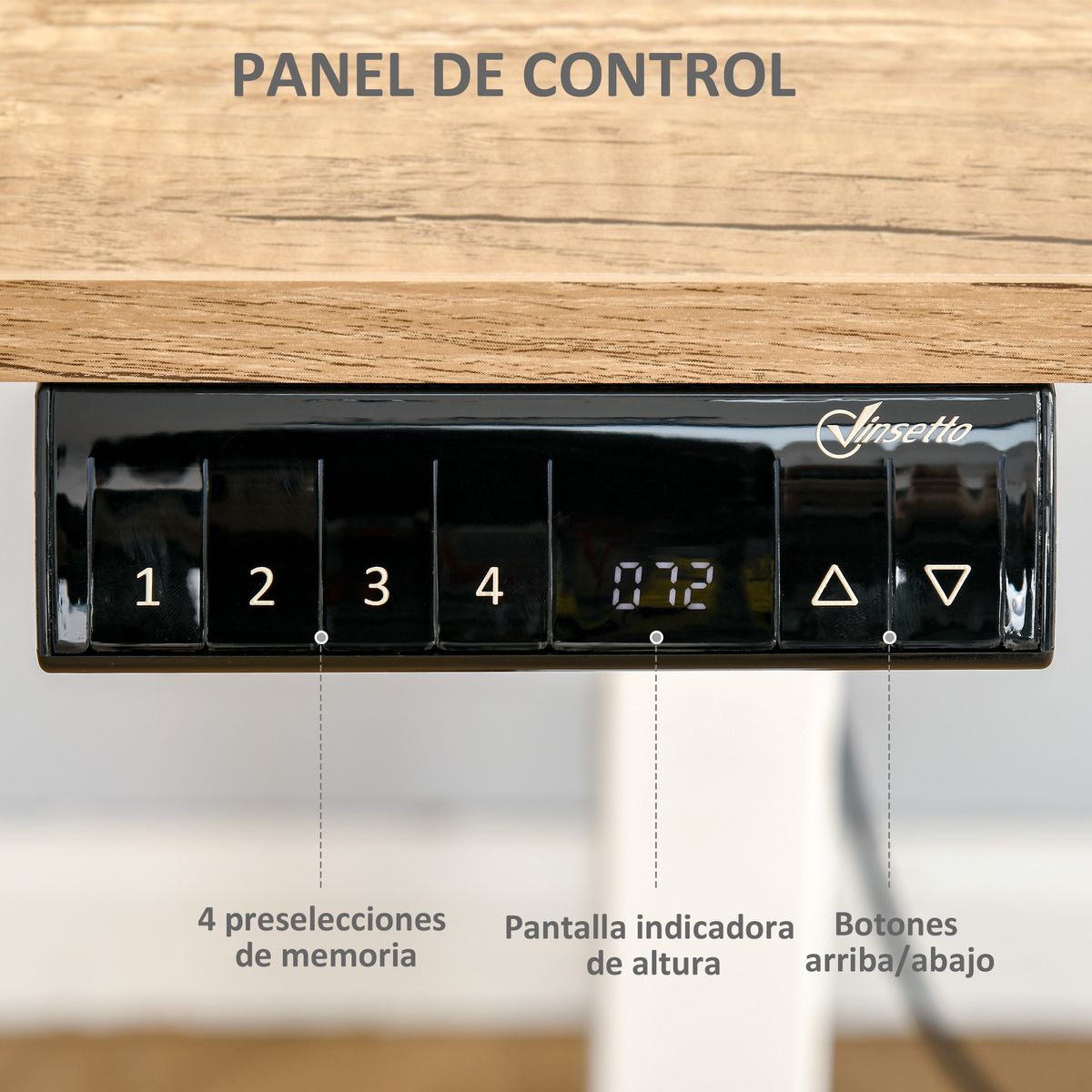 Escritorio eléctrico Khit Vinsetto altura regulable blanco/natural 72-116x140x70 cm