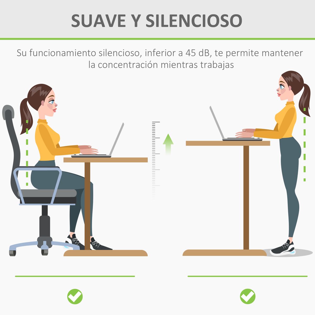 Escritorio eléctrico Khit Vinsetto altura regulable blanco/natural 72-116x140x70 cm