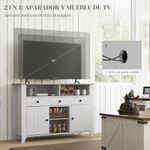 Aparador Leivha Homcom 4 compartimentos + 3 cajones + 2 armarios blanco 81,5x120x38 cm