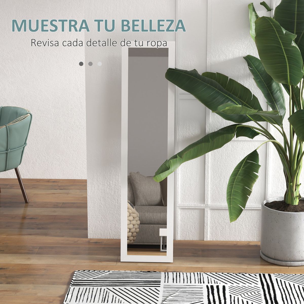 Espejo multiposición Festa Homcom cuerpo entero blanco 157x37 cm
