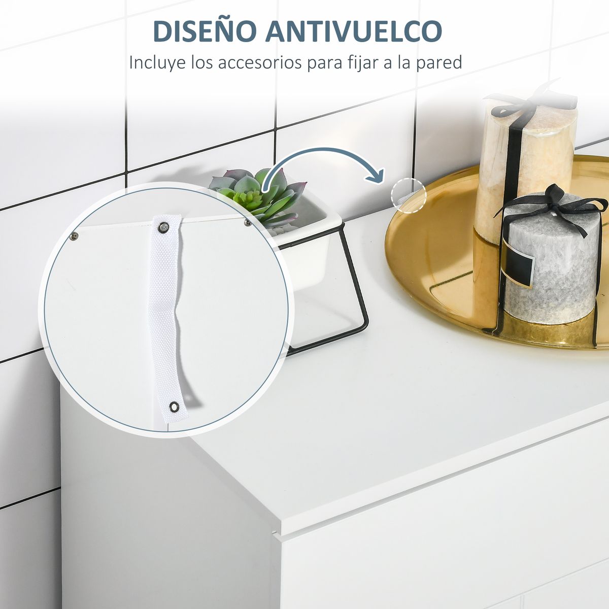 Armario de baño Hilo Kleankin 2 puertas + 2 estantes ajustables blanco 80x60x30 cm
