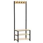 Perchero zapatero Filo Homcom 3 niveles + 4 ganchos negro/natural 175x60x40 cm