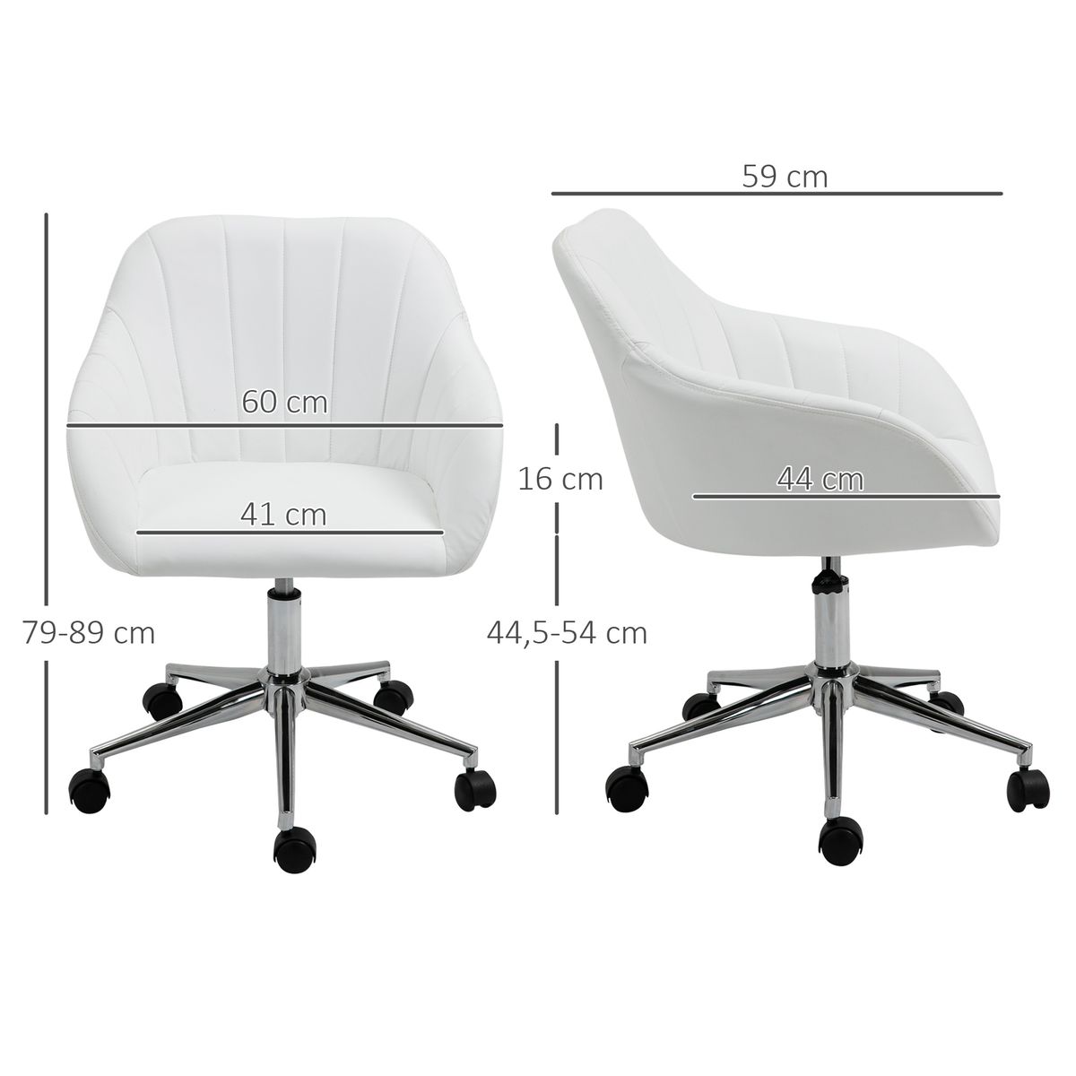 Silla de escritorio Keld Vinsetto altura ajustable blanco 79-89x60x59 cm