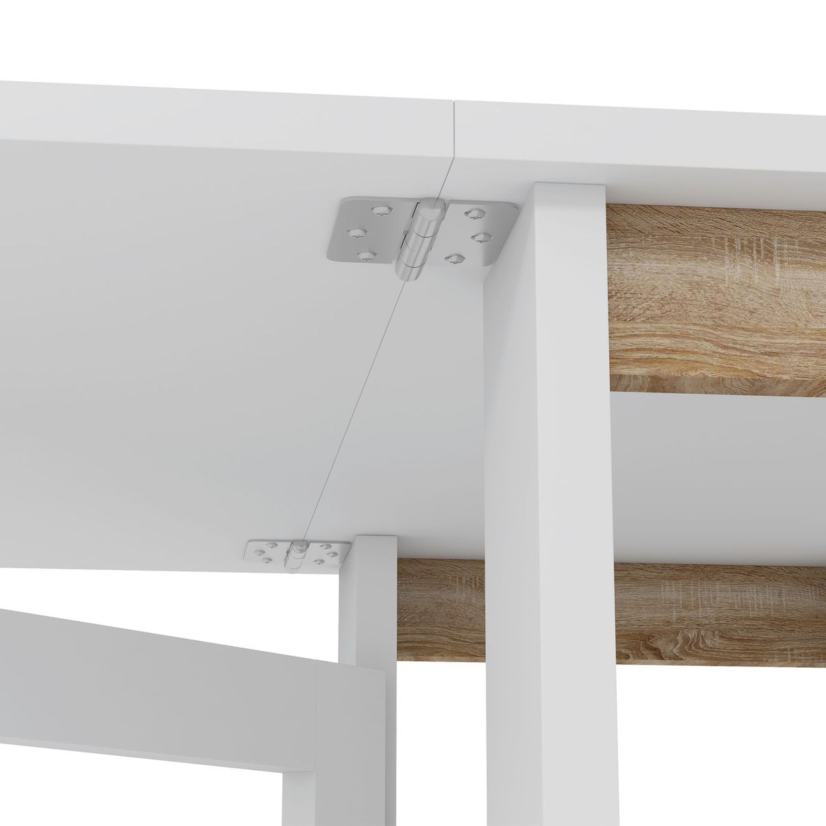 Mesa plegable Yves Homcom alas abatibles + 3 estantes blanco 75x120x60 cm