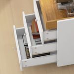 Cajonera Vinkel Homcom 3 cajones + 4 ruedas + 1 bandeja extraíble blanco/natural 66,5x43x40 cm