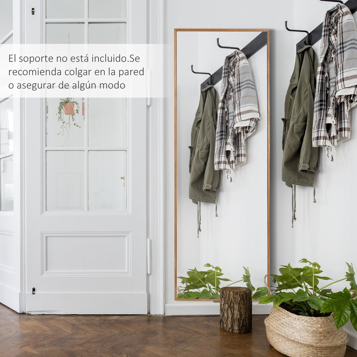 Espejo de pared Trento Homcom marco de madera de pino 125x45 cm