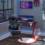 Silla Racing gaming Vinsetto altura ajustable con almohada lumbar azul 117-125x65x70 cm
