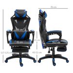 Silla Racing gaming Vinsetto altura ajustable con almohada lumbar azul 117-125x65x70 cm