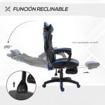 Silla Racing gaming Vinsetto altura ajustable con almohada lumbar azul 117-125x65x70 cm
