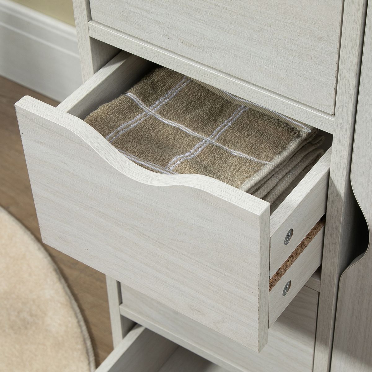 Aparador Elton Homcom 4 cajones + armario blanco 83x54x29 cm